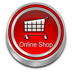 online Shop Button - 3D illustration