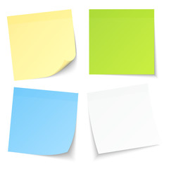 4 Stick Notes Mix Colors Yellow/Green/Blue/White