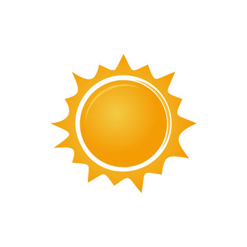 Sun logo icon. Simple sunshine stylized symbol. Vector illustration isolated on white background