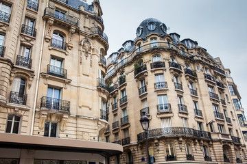 Fototapeta na wymiar Antique buildings at Danton street in Paris France