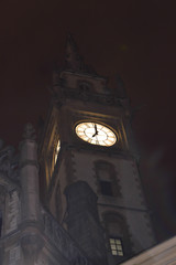 GHENT, BELGIUM - NOVEMBER 5: Night view at Korenmarkt in Ghent, Belgium on November 5, 2017.