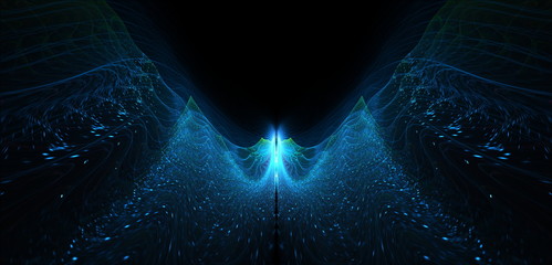 Fiery flying glowing abstraction as a winding dragon