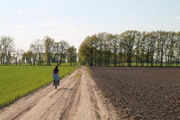 Countryside road and bicyclist