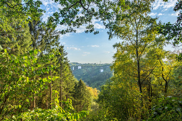 Looking at the horizon and a railway bridge in the mountains