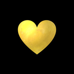 Vector Shining Golden Heart, Love Symbol Isolated on Black Background, Wedding, Anniversary Card Design Element.