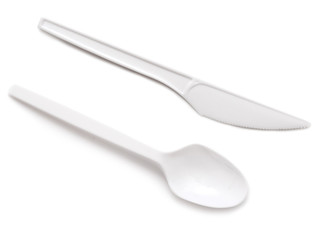 Plastic knife and spoon