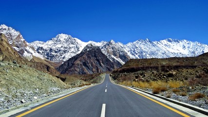 Naklejka premium settlement, Karakoram Highway, highest international highway, Pakistan