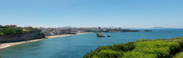 Fototapeta premium panorama of the beach of Biarritz city, France