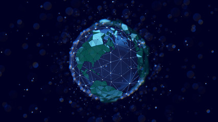 Fototapeta na wymiar Abstract crypto cyber security technology on global network background. Digital theme. 3D illustration