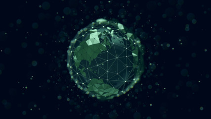 Fototapeta na wymiar Abstract crypto cyber security technology on global network background. Digital theme. 3D illustration