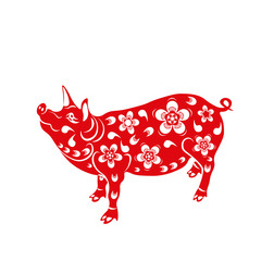 2019 Zodiac Pig. Chinese new year pig brings prosperity and good luck. Stylized illustrator