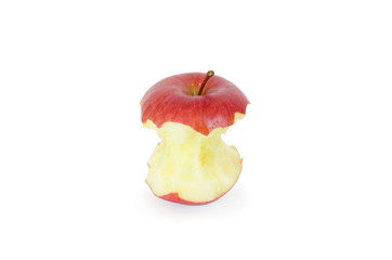 whole cut red apple on white background