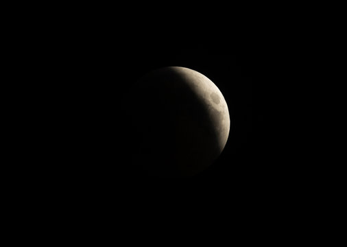 Umbral Phase (partial Phase) Observed In The Intial Stage Of Lunar Eclipse On 27-28 July 2018 At Bahrain