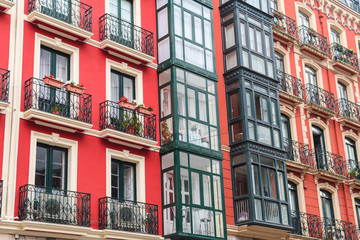 traditional houses of bilbao old town, Spain