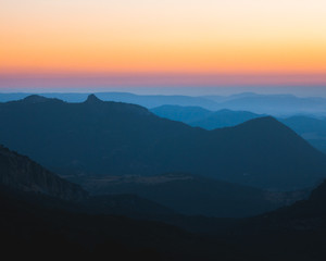Fototapeta na wymiar Layers of mountains sunset