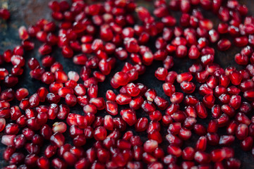 Top view of pomegranate seeds