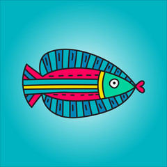 Fish on blue background