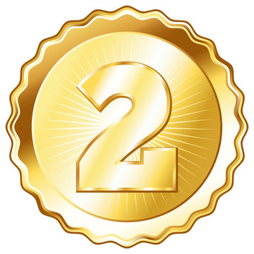 Gold Plate - Badge with Number 2.