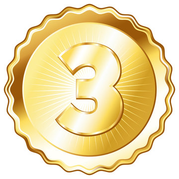 Gold Plate - Badge with Number 3.