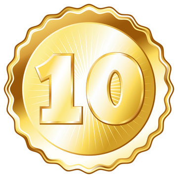 Gold Plate - Badge with Number 10.