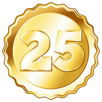 Gold Plate - Badge with Number 25.