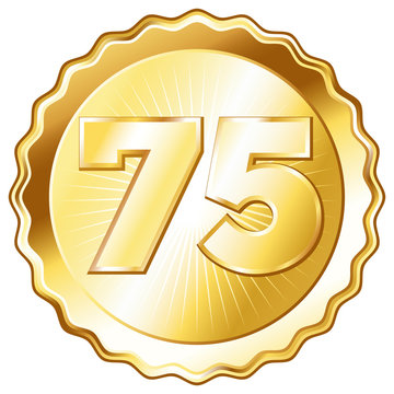 Gold Plate - Badge with Number 75.