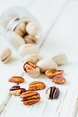 Pecan nuts on white