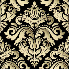 Seamless oriental golden ornament. Fine traditional oriental pattern with 3D elements, shadows and highlights