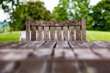 Wood chair and table - obrazy, fototapety, plakaty