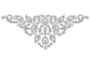 Black and white floral ornament, scheme for embroidery.  Thai style. 