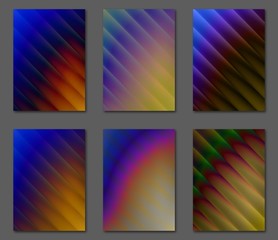 Collection isolated backgrounds. Set of abstract futuristic multicolor backgrounds with gradients. Applicable for Covers, Posters, Booklets, Blanks, Cards, Flyers and Banner Designs. A4, EPS10.
