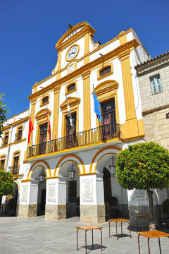 Town Hall of Merida in the Square of Spain (Plaza de Espa&ntilde;a). Merida is the administrative capital of Extremadura, Spain