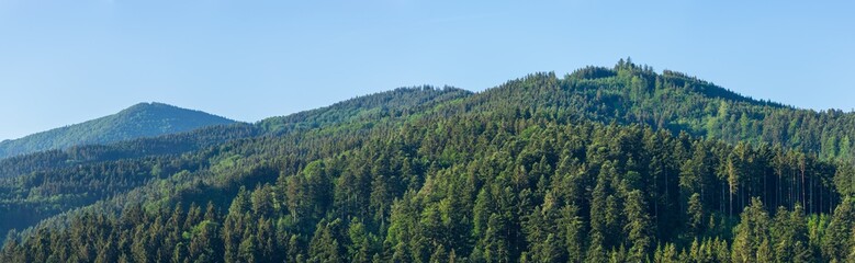 Germany, XXL black forest landscape panorama with blue sky