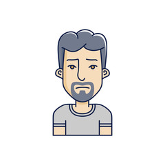 Vector character illustration of man face in cartoon linear