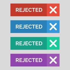 Rejected flat buttons on grey background.