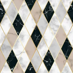 Schilderijen op glas Marble Luxury Geometric Seamless Pattern © kronalux