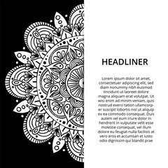 Vector ornamental mandala, printable round pattern with many details. Arabic, indian, asian, african motif for greeting, business card, banner, invitation, background, brochure, label, etc.