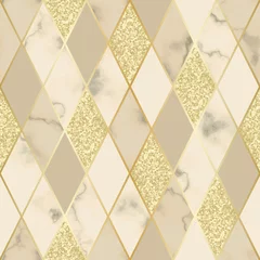 Tuinposter Marble Luxury Geometric Seamless Pattern © kronalux