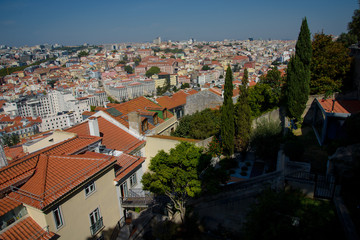 Fototapeta na wymiar City of Lisbon in Portugal, aerial view of old town