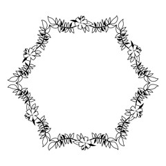 beautiful flower and leafs frame vector illustration design