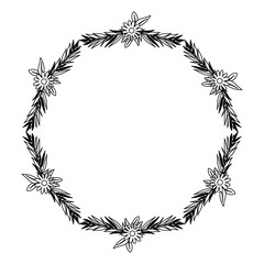 beautiful flower and leafs frame vector illustration design