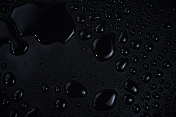 Drops of water on black background.