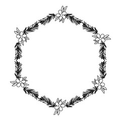 beautiful flower and leafs frame vector illustration design