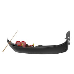 Venice Luxury Gondola Boat on white. 3D illustration - obrazy, fototapety, plakaty