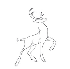 deer running, vector lines