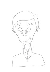 portrait of a young man character, lines, vector