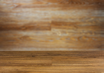 Background with empty wooden table. Flooring Texture of timbered board. Closeup.