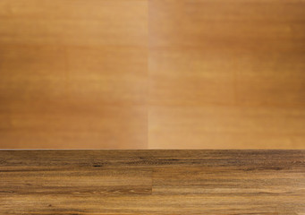 Background with empty wooden table. Flooring Texture of timbered board. Closeup.