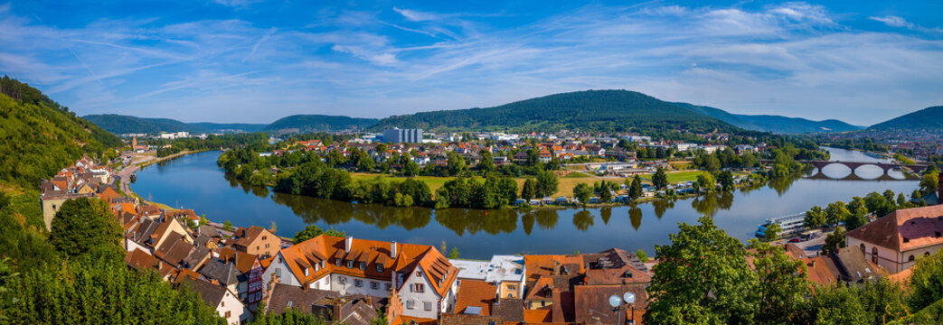 Panoramic landscape of   Miltenberg town,  Bavaria, Germany.