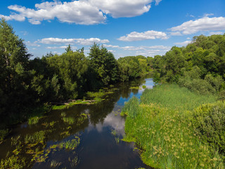 Summer landscape with river in Russia